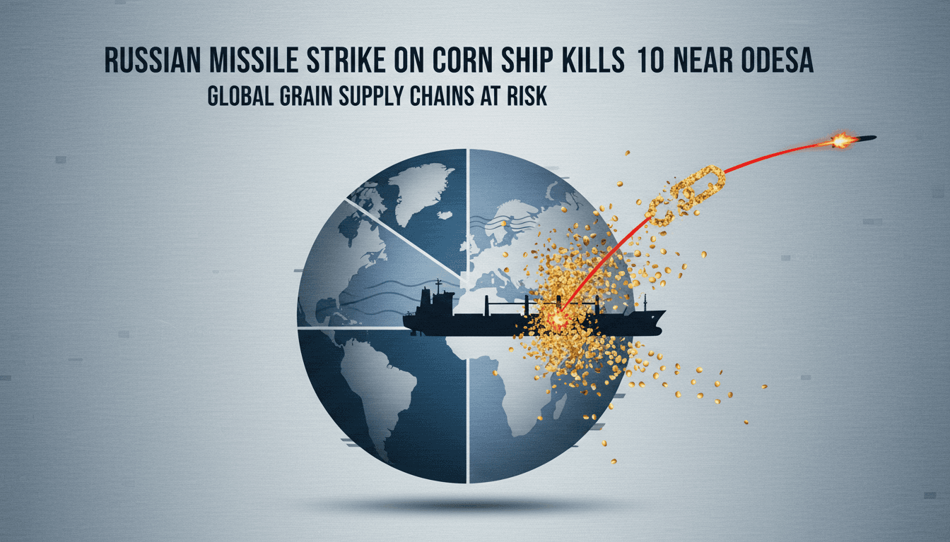 A corn ship in the Black Sea region, highlighting maritime trade tensions.