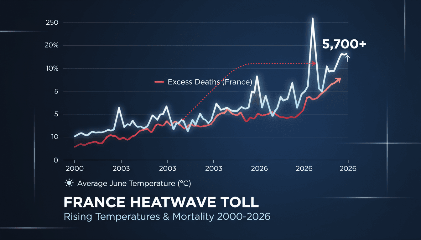 Graphic showing the impact of the June 2026 heatwave on mortality rates in France.