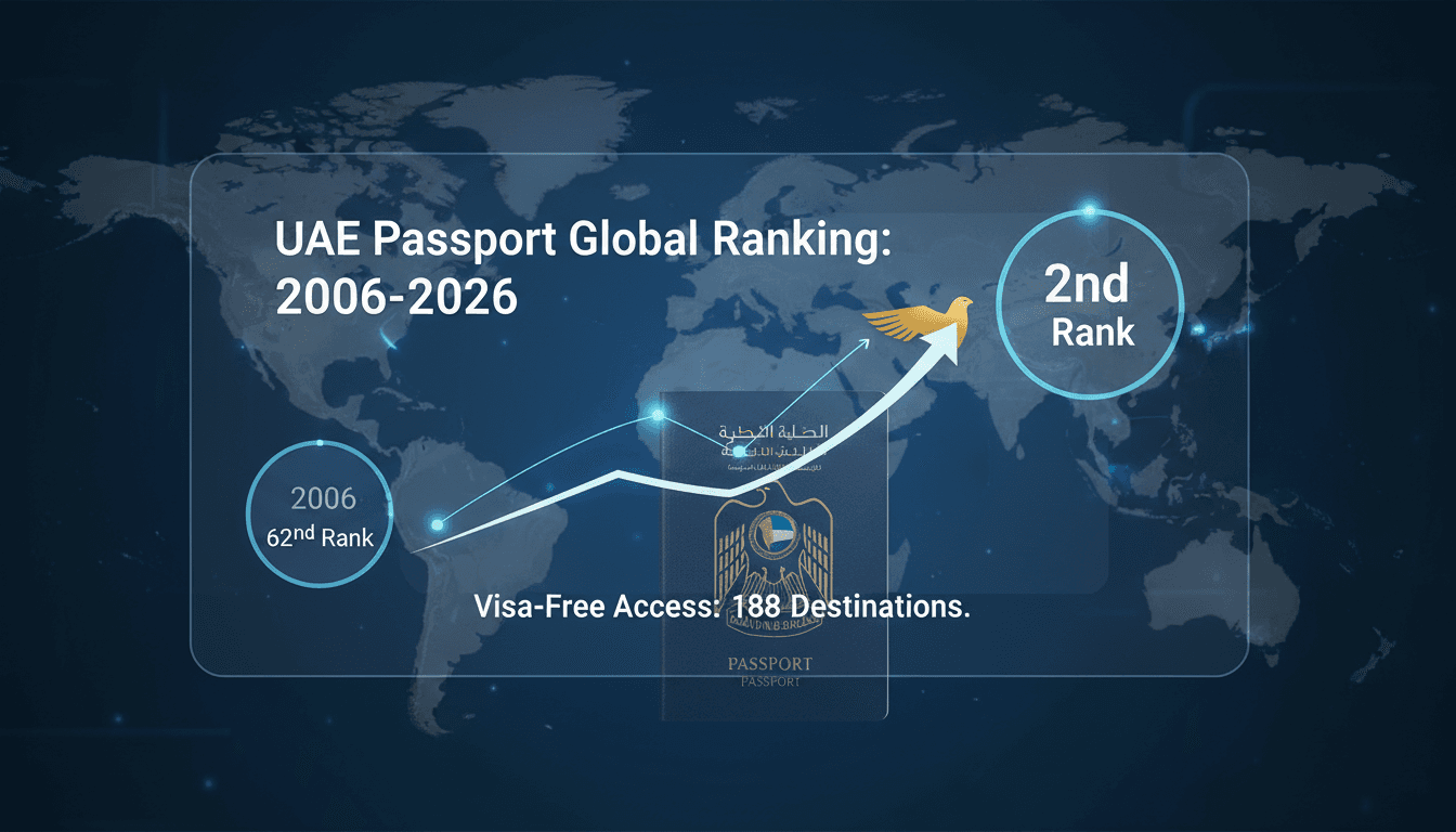 UAE passport ranking second in the Henley Passport Index 2026