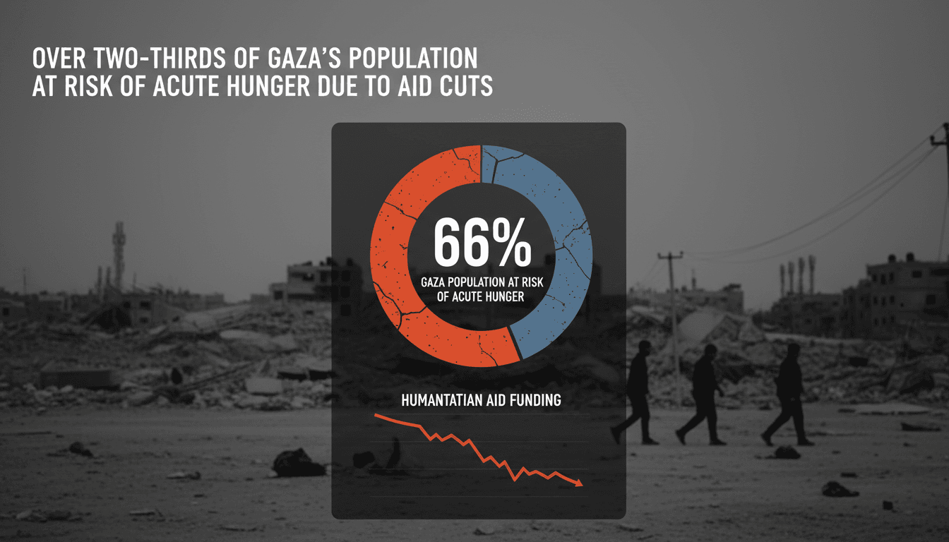A visual representation of the humanitarian crisis in Gaza, showing food insecurity statistics.