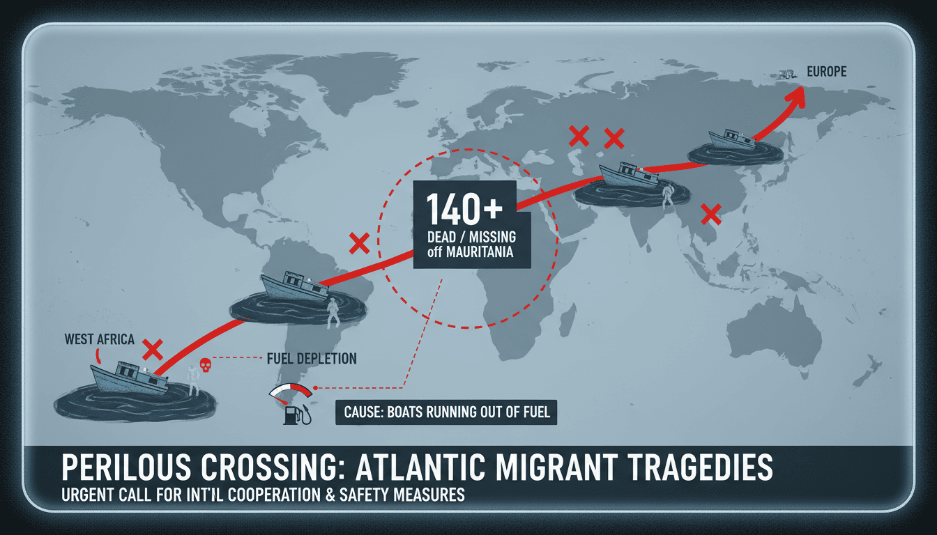 A somber image depicting the dangers faced by migrants at sea.
