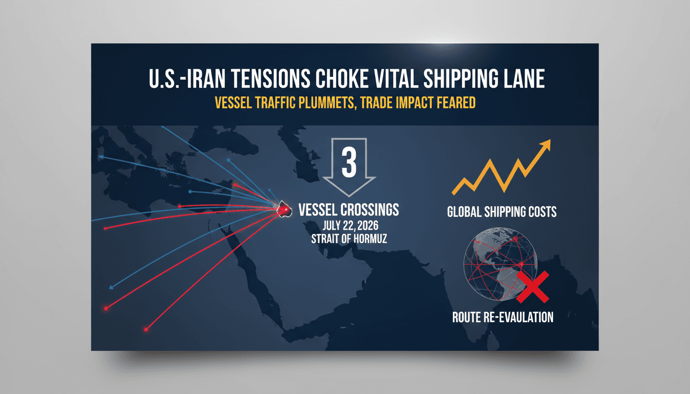 A map highlighting the Strait of Hormuz and shipping routes affected by geopolitical tensions.