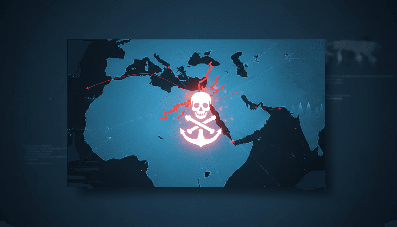 Map highlighting the Red Sea and maritime routes affected by Houthi threats.