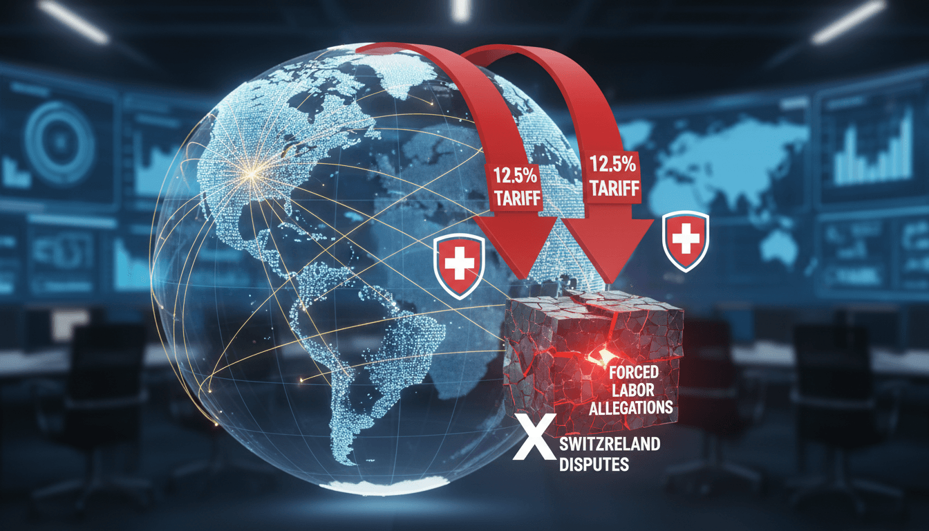 Swiss flag and US flag symbolizing trade relations and tariffs