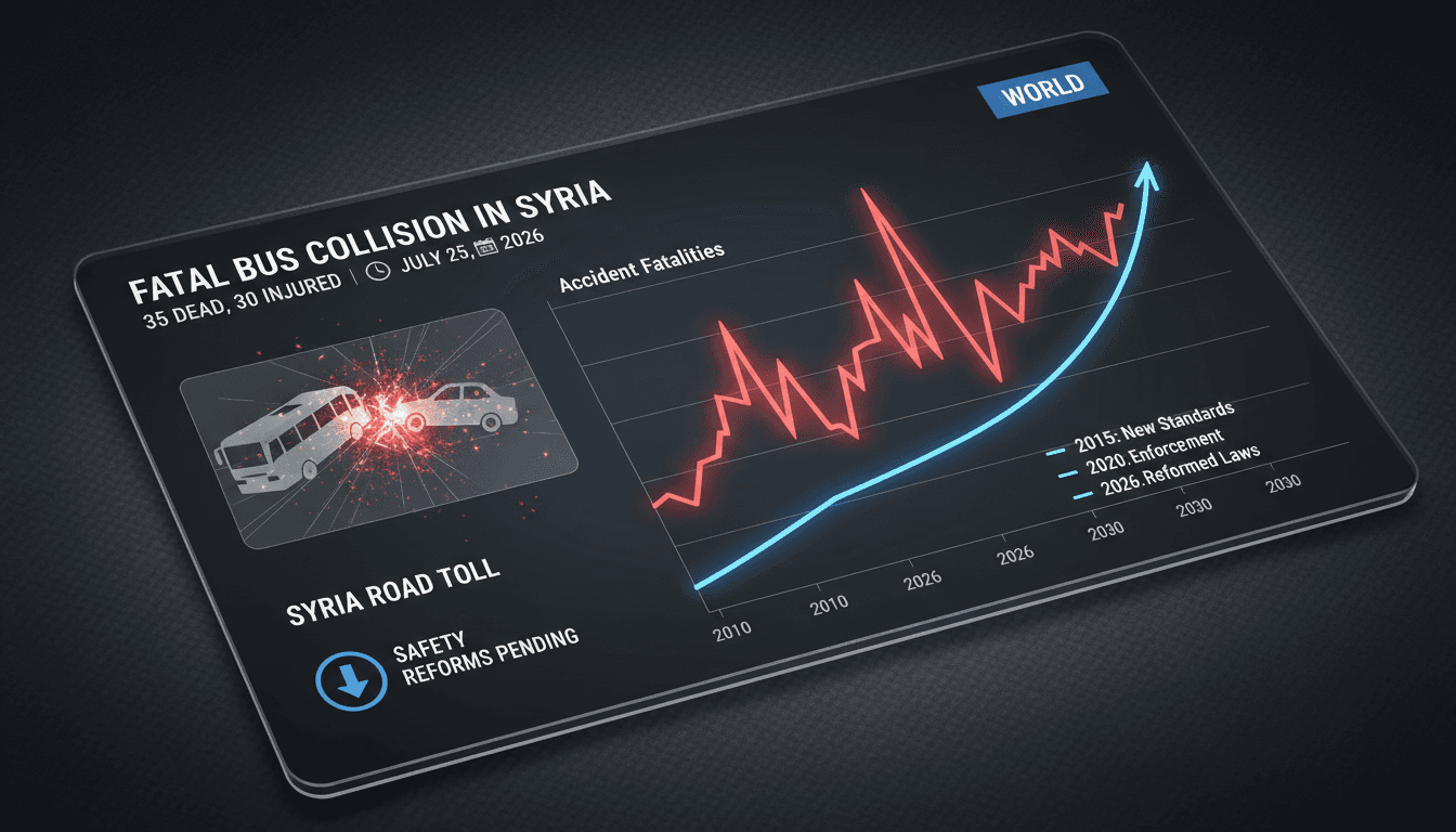 Emergency services responding to a bus collision in Syria