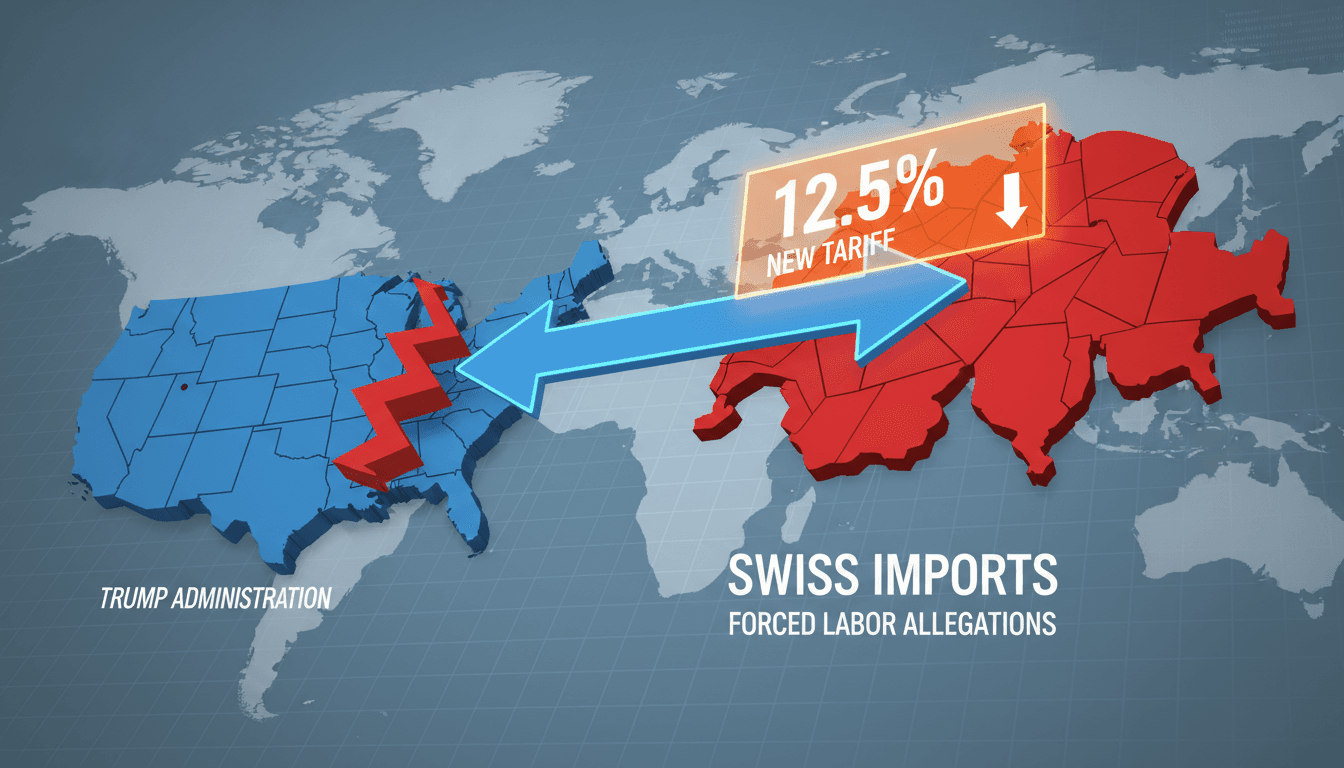 Swiss flag and US flag representing trade relations and tariffs
