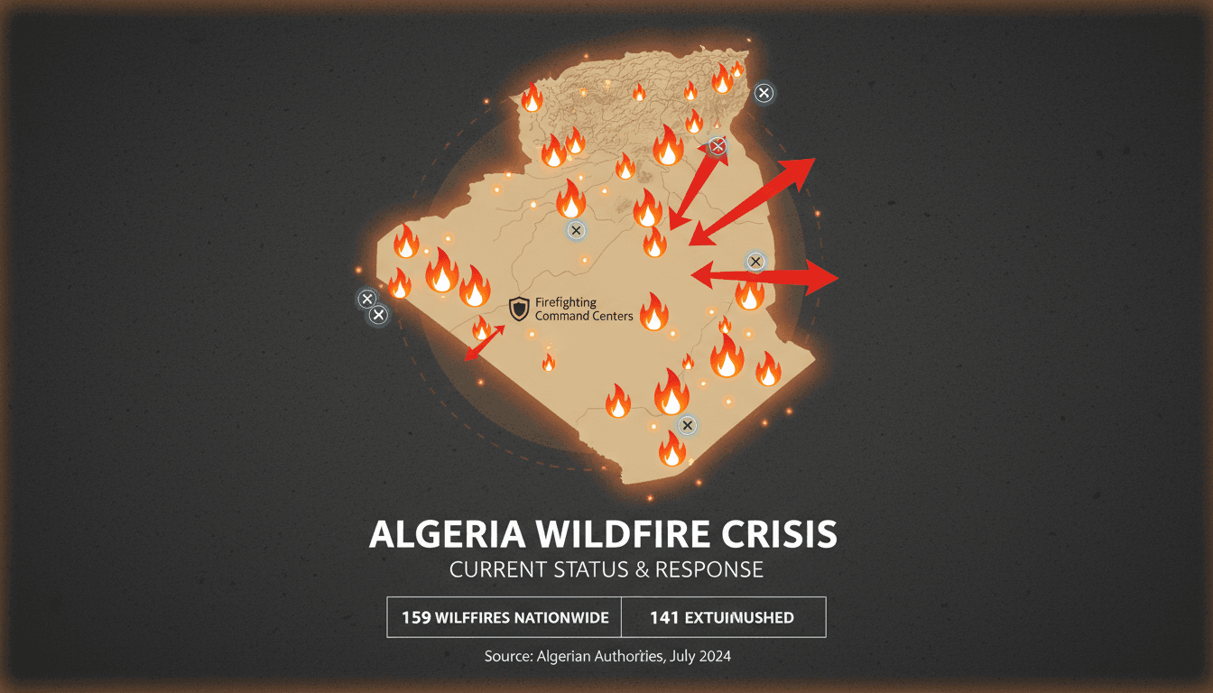 Firefighters battling wildfires in Algeria's forests and scrublands.