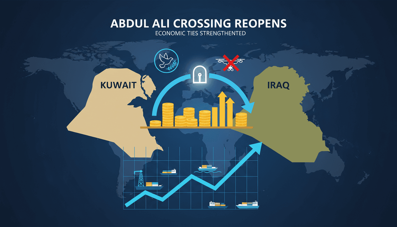 Map showing the Abdul Ali border crossing between Kuwait and Iraq