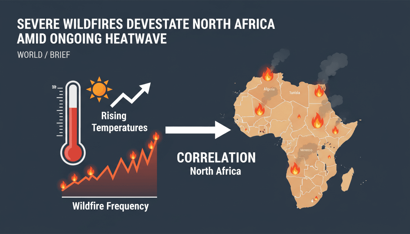 Wildfires raging in North Africa during a severe heatwave.