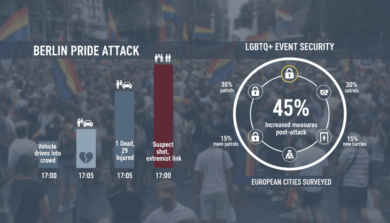 A somber scene from the Berlin Pride parade following the attack.