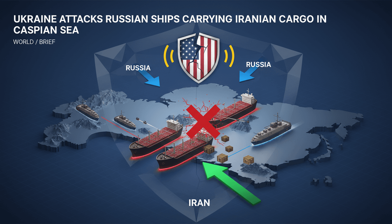Ukrainian forces attack Russian ships in the Caspian Sea carrying Iranian military hardware.