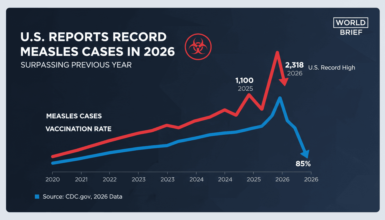 Graph showing the rise in measles cases and vaccination rates in the U.S.