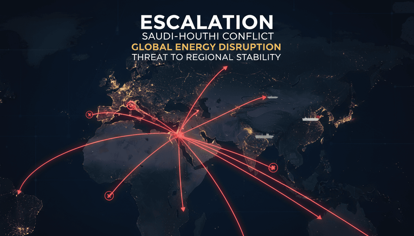 Map showing the impact of the Saudi-Houthi conflict on energy routes.