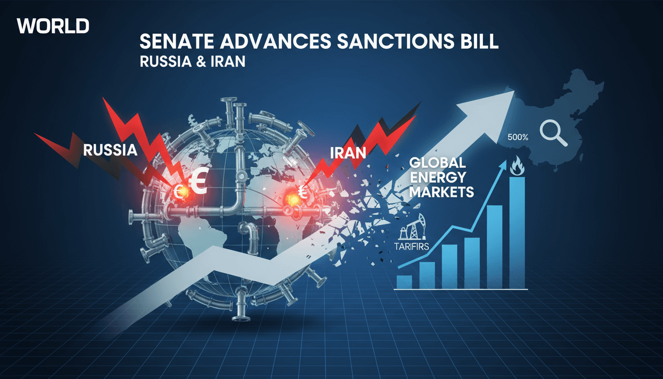U.S. Senate building with flags, symbolizing legislative action on sanctions.