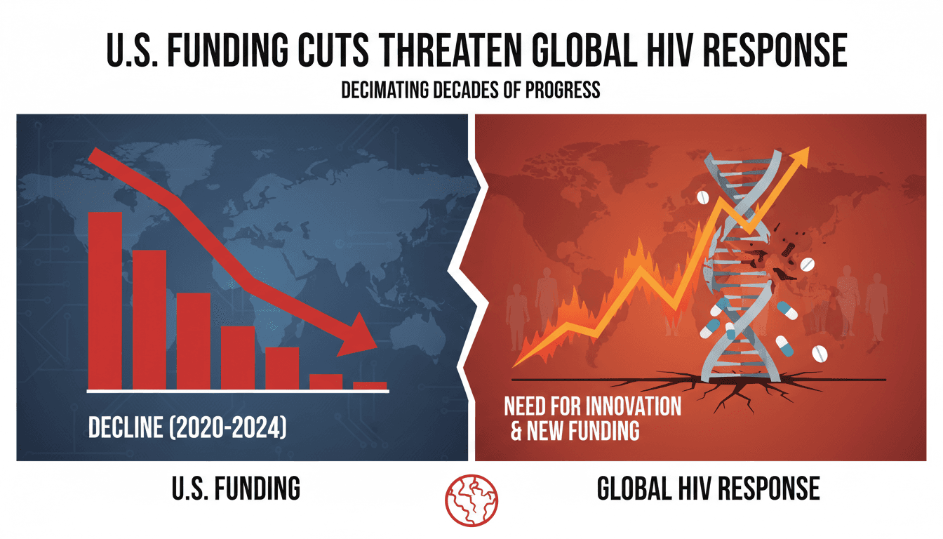 A visual representation of the impact of U.S. funding cuts on global HIV response efforts.