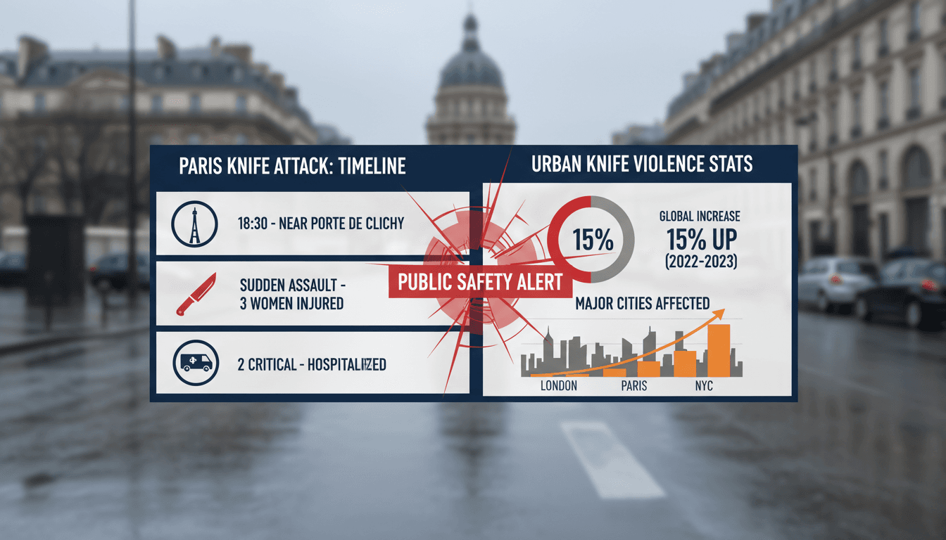 Scene of the knife attack near Porte de Clichy in Paris