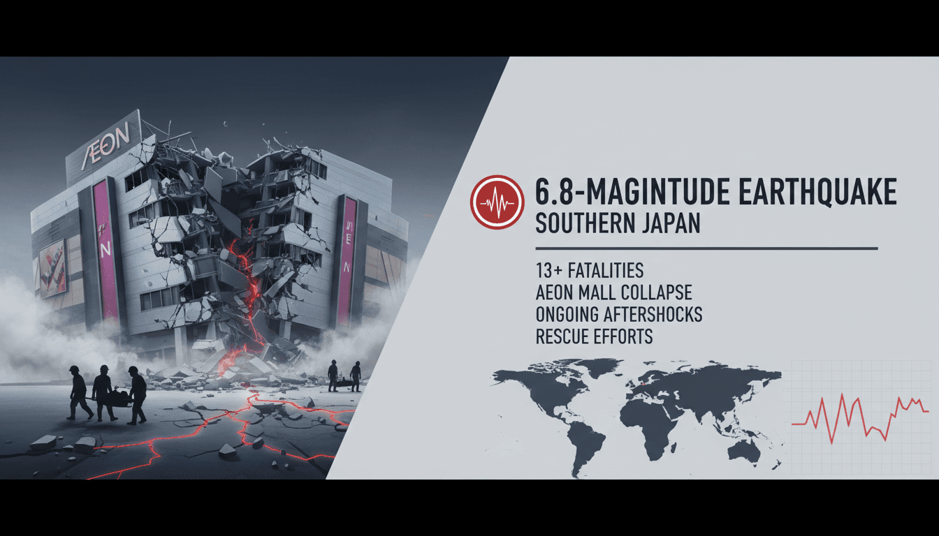 Rescue operations in southern Japan following a 6.8 magnitude earthquake.