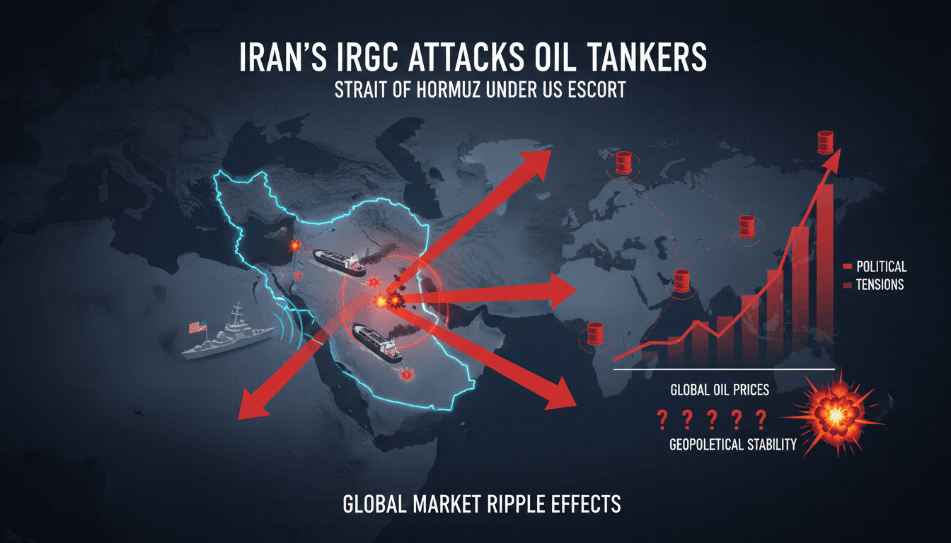 Iranian IRGC attack on oil tankers in the Strait of Hormuz