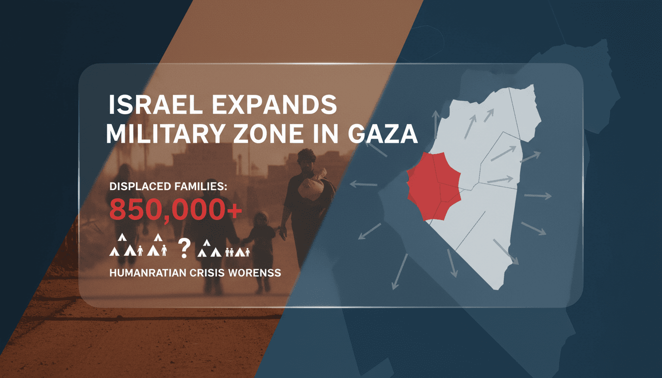 Map showing the expansion of Israel's military zone in Gaza and its impact on residents.