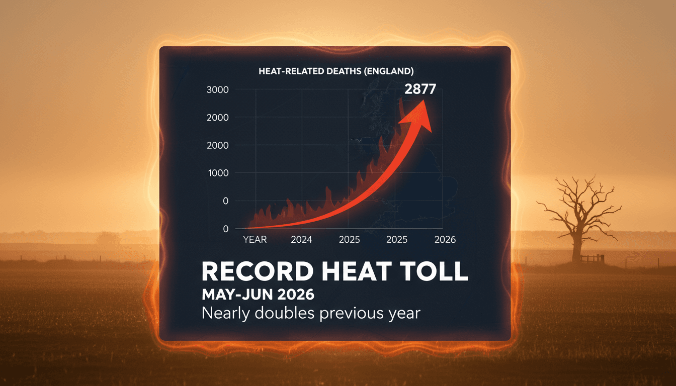 Graph showing the increase in heat-related deaths in England over recent years.