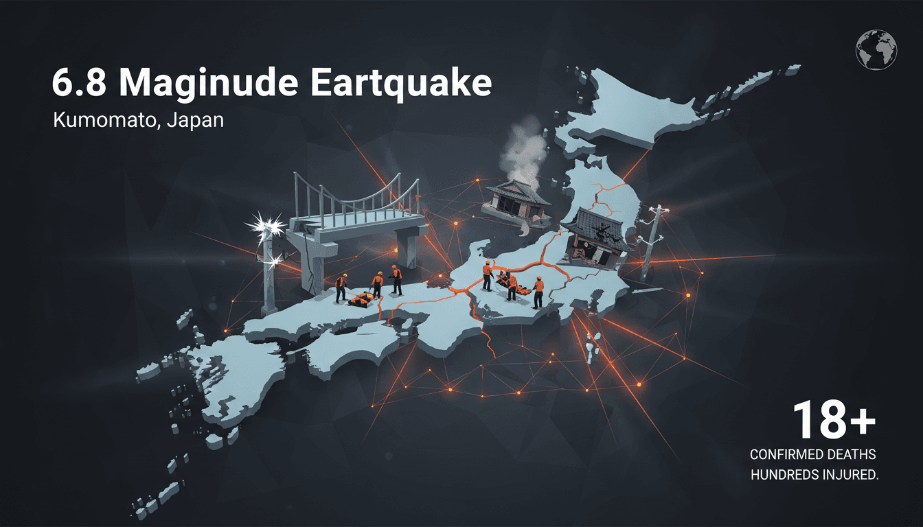 Rescue operations in Kumamoto following the 6.8 magnitude earthquake.
