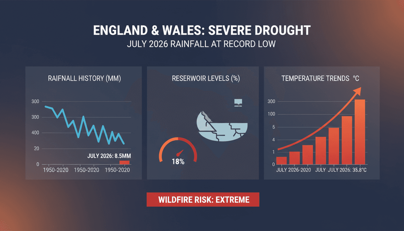 A parched landscape illustrating the severe drought conditions in England and Wales.