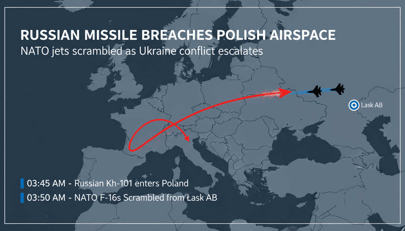 Russian missile breach in Polish airspace during Ukraine conflict