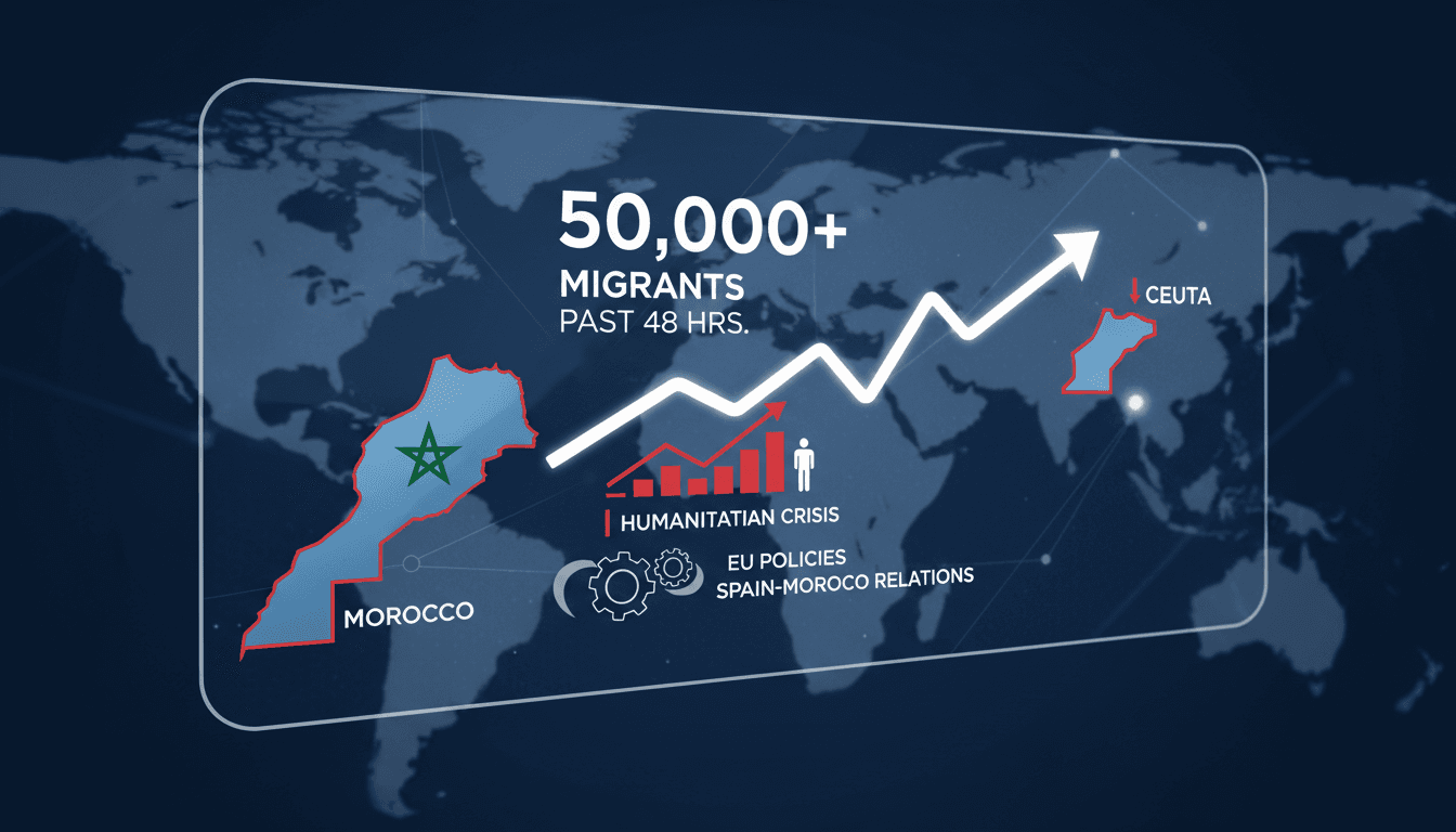 Migrants crossing into Ceuta from Morocco amidst a humanitarian crisis.