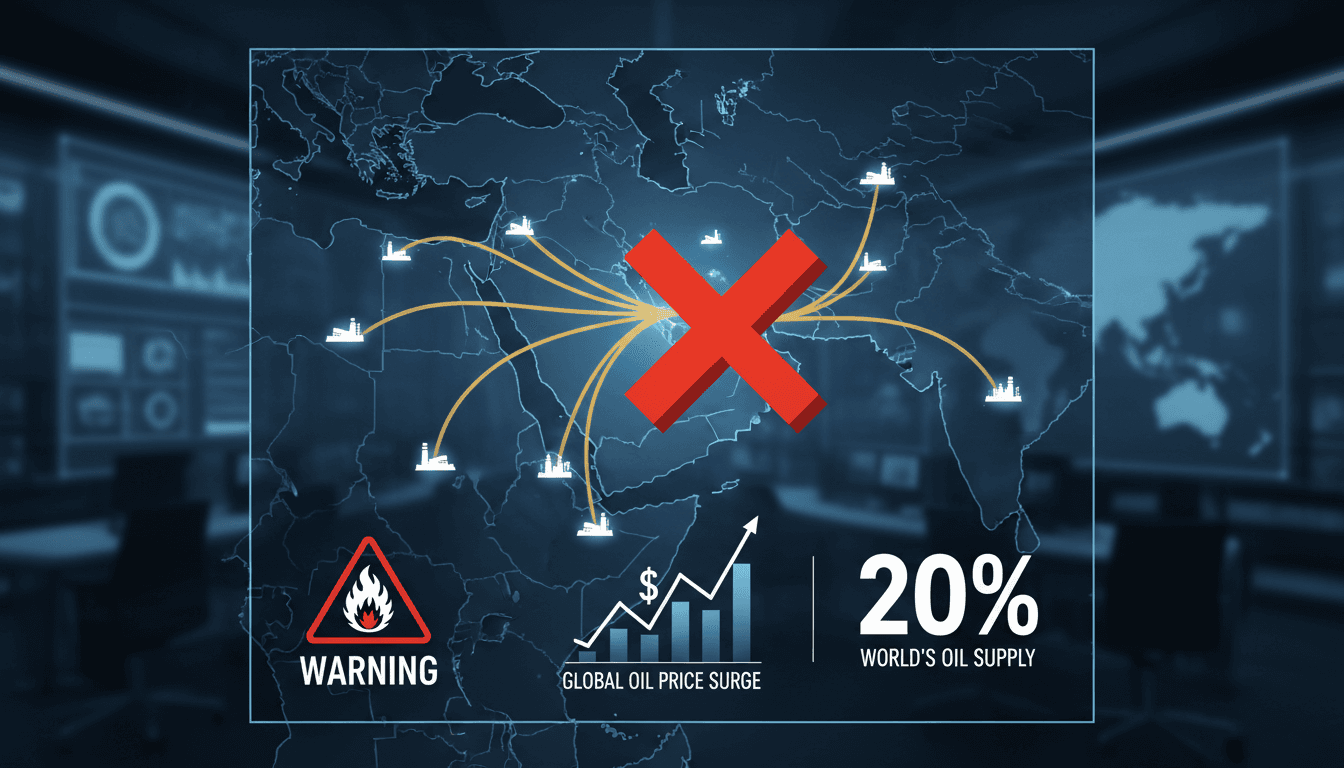 Map highlighting the Strait of Hormuz and its significance to global oil supply.