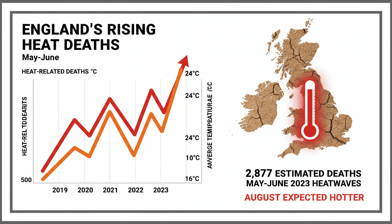 Graph showing the rise in heat-related deaths in England during heatwaves.