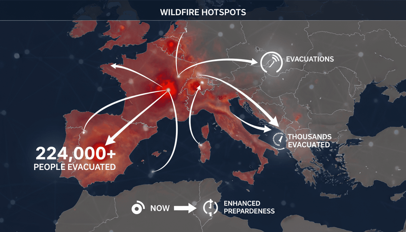 Firefighters battling wildfires in France and Greece