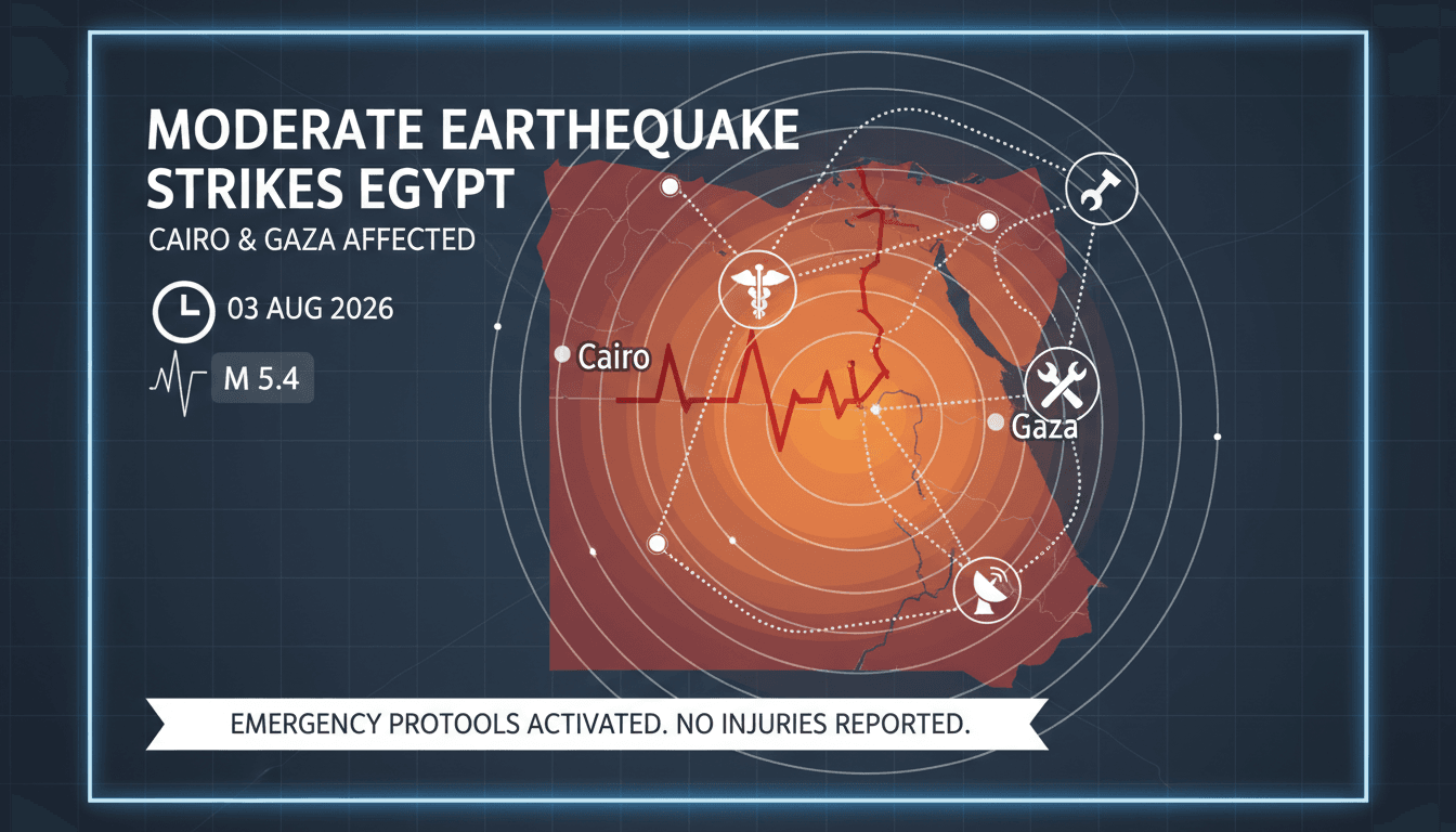 Map showing the earthquake's impact in Egypt and Gaza
