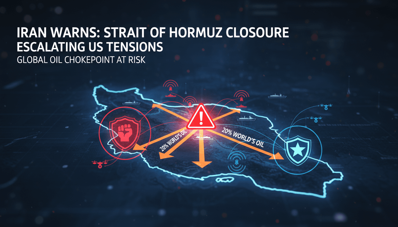 Map of the Strait of Hormuz highlighting oil shipping routes and military presence.