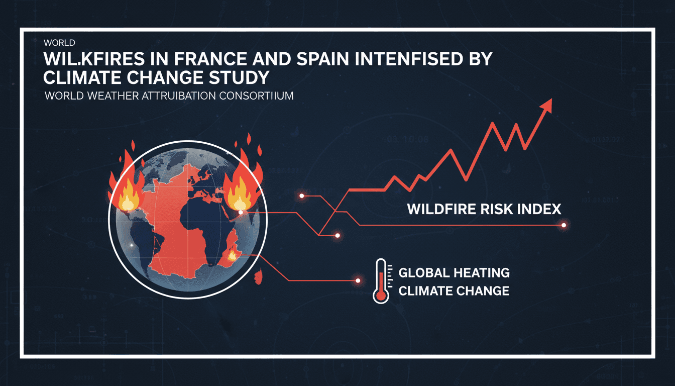 Wildfires raging in France and Spain, illustrating climate change impacts.