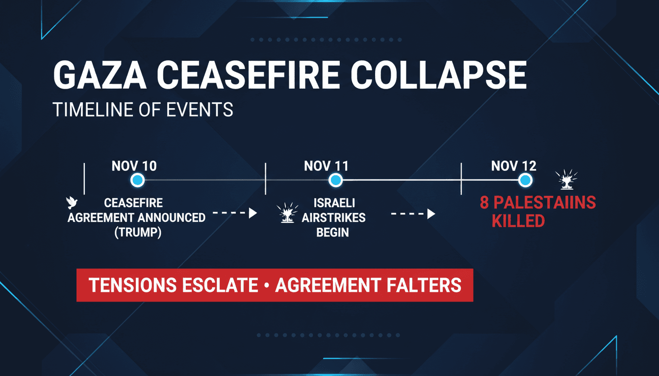 Israeli airstrikes in Gaza resulting in casualties amidst ceasefire tensions.