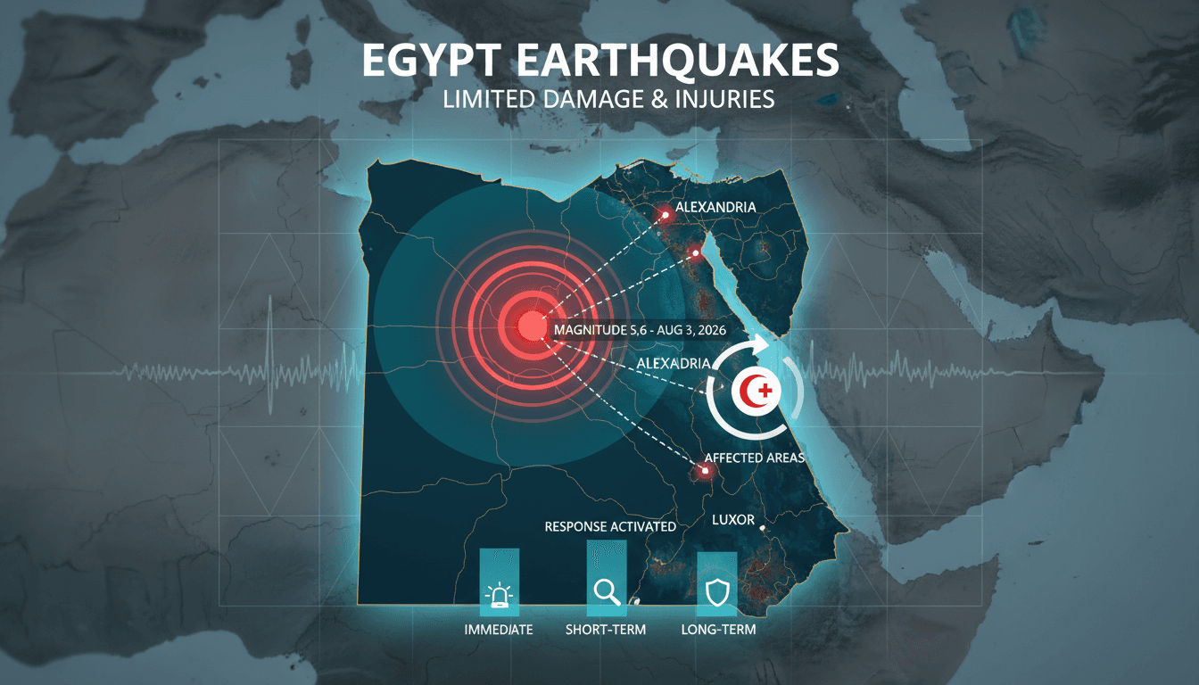 Map showing the epicenter of the earthquakes in Egypt and affected areas.