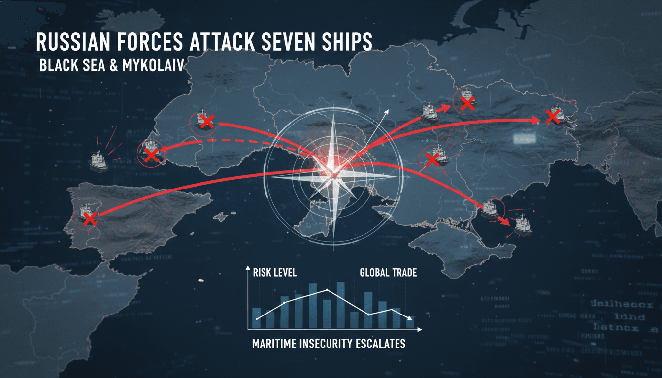 Russian military forces attacking ships in the Black Sea