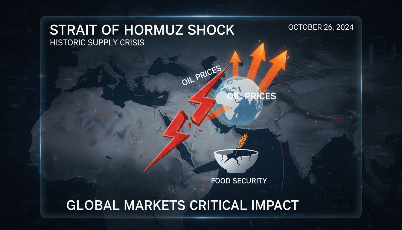 Visual representation of the oil supply shock caused by the Strait of Hormuz crisis.