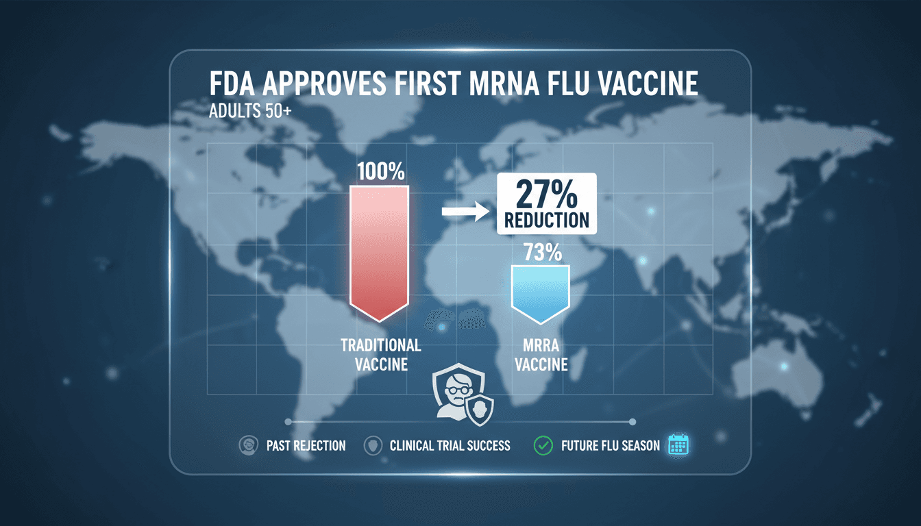 FDA approval of Moderna's mRNA flu vaccine for adults 50 and older
