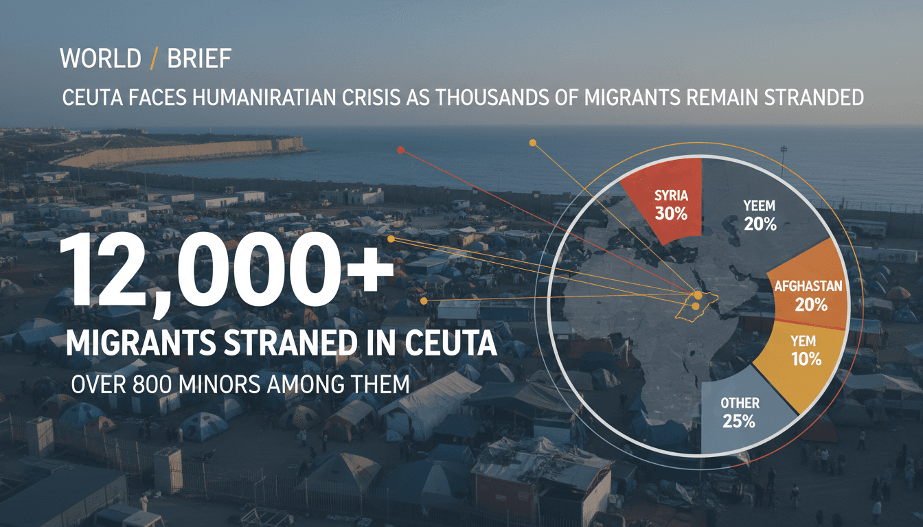 Migrants stranded in Ceuta seeking asylum and support.