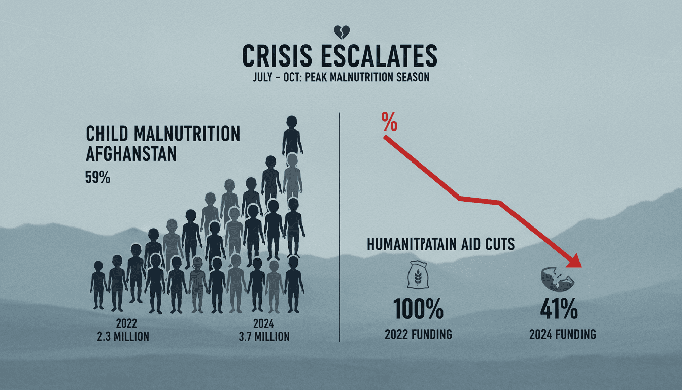 Children in Afghanistan suffering from malnutrition due to aid cuts.