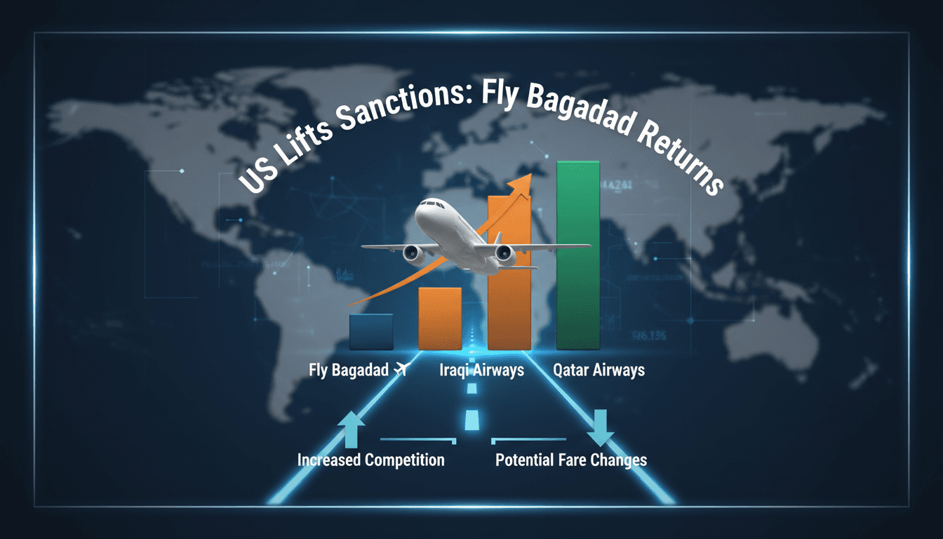 Fly Baghdad Airlines aircraft in the sky after sanctions lifted