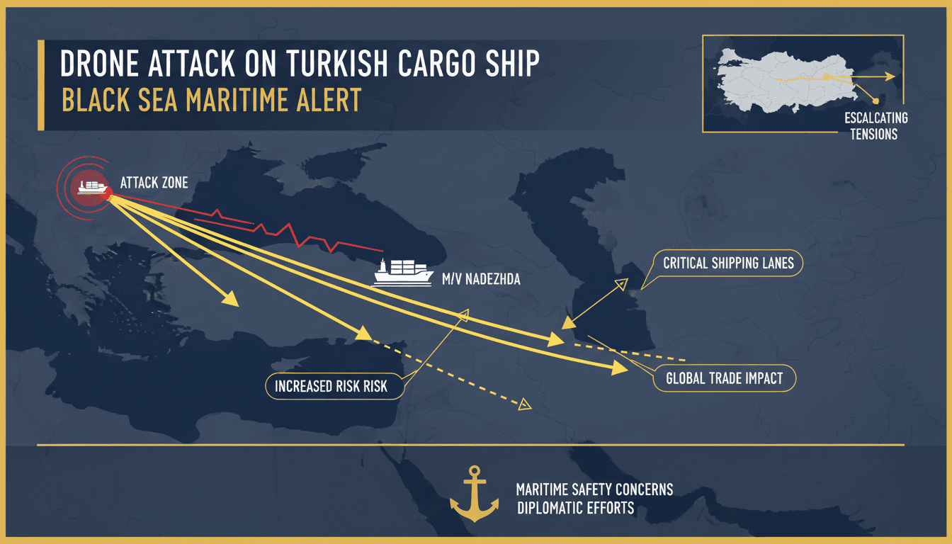Turkish cargo ship Nadezhda attacked by drone in Black Sea