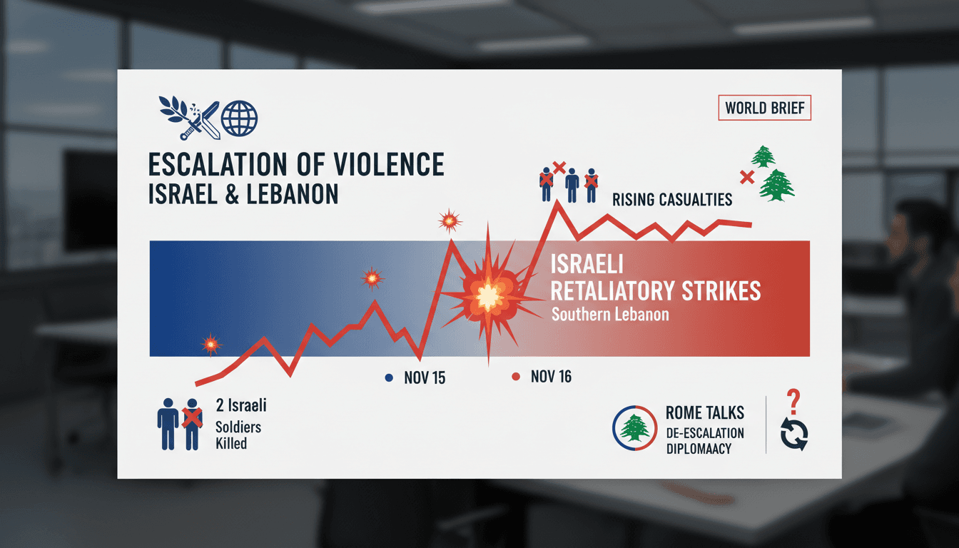 Map showing the escalation of violence between Israel and Lebanon