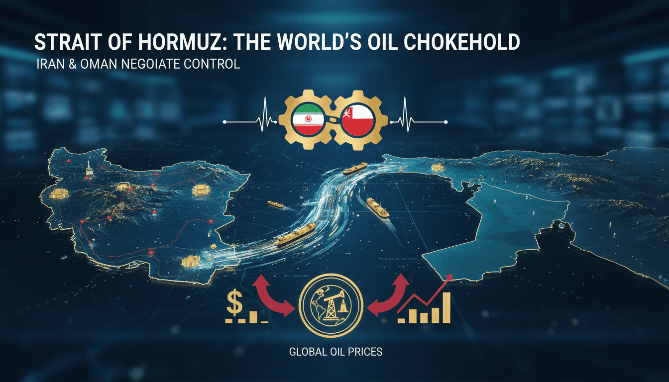 Map highlighting the Strait of Hormuz and its significance in global oil trade.