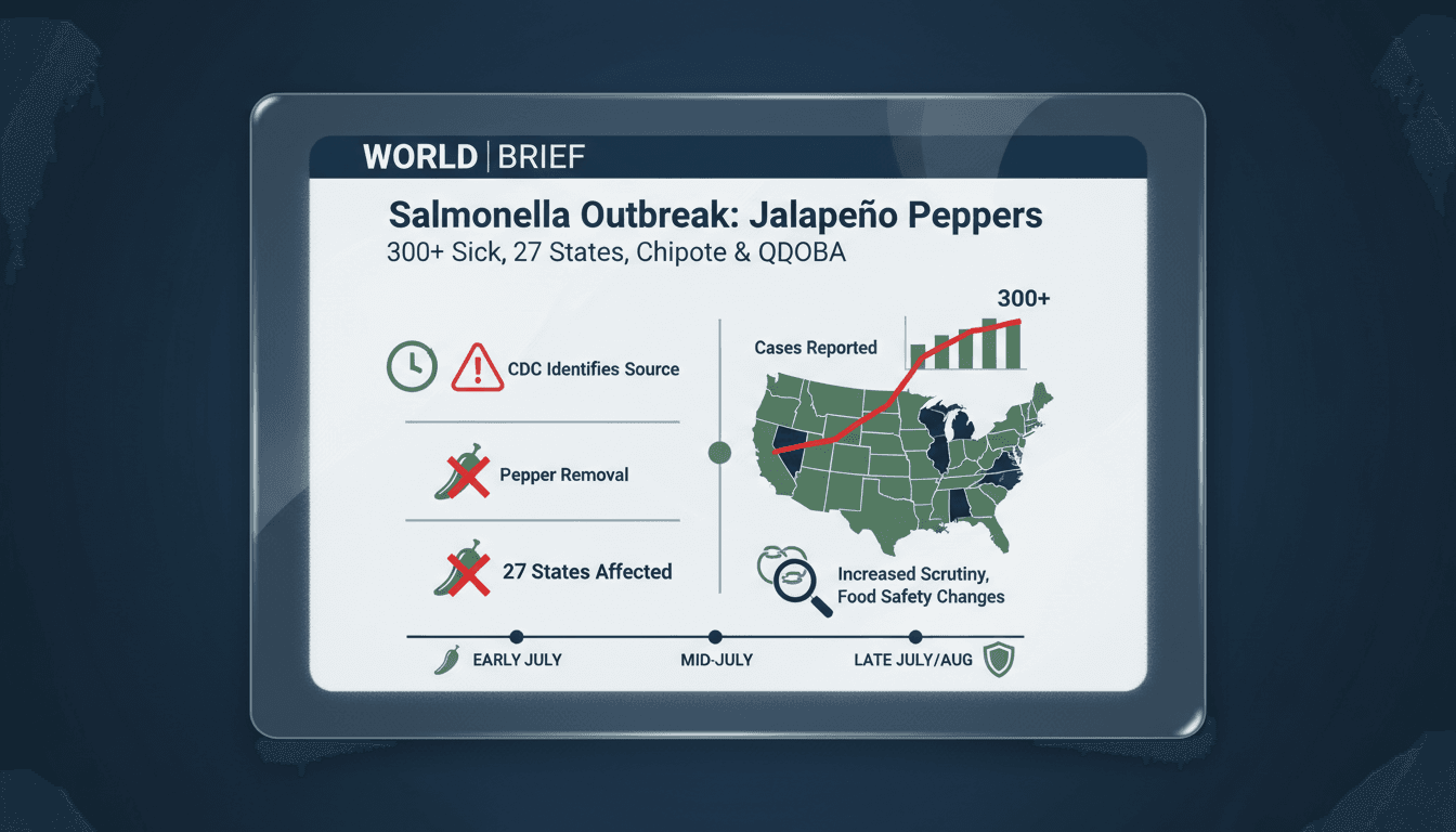 Salmonella outbreak linked to jalapeño peppers affects hundreds in the U.S.