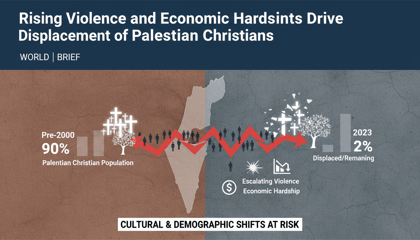 Palestinian Christians facing displacement due to violence and economic struggles.