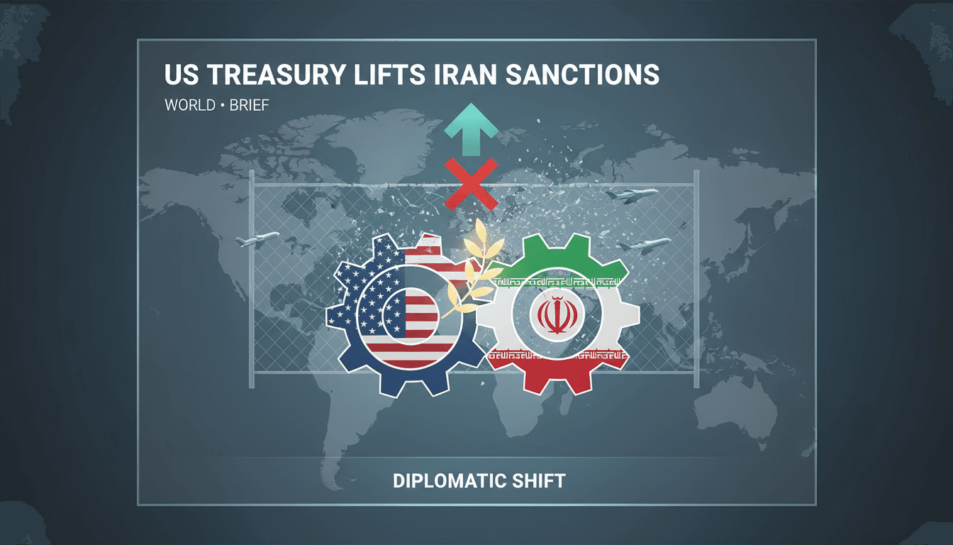 U.S. Treasury building with a focus on diplomatic relations with Iran.