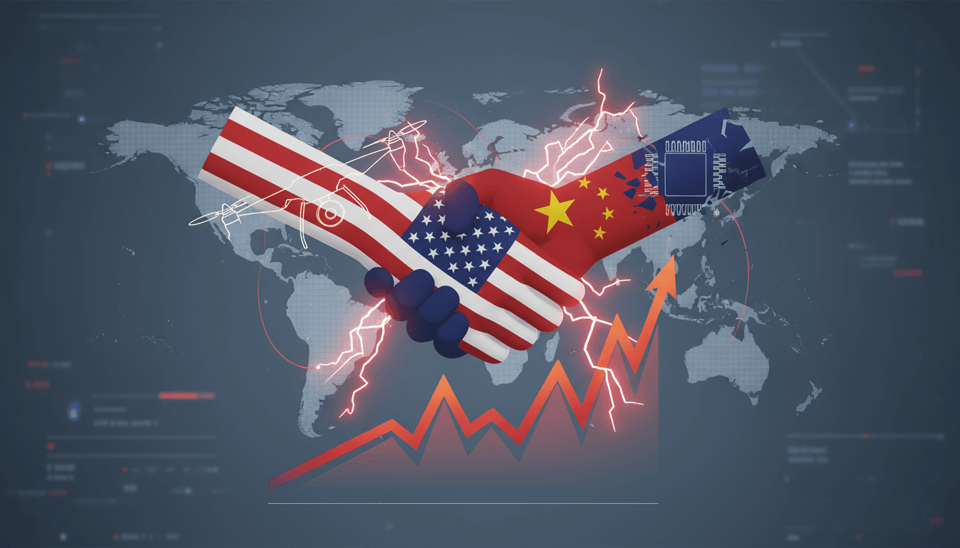 Illustration of escalating trade tensions between China and the US.