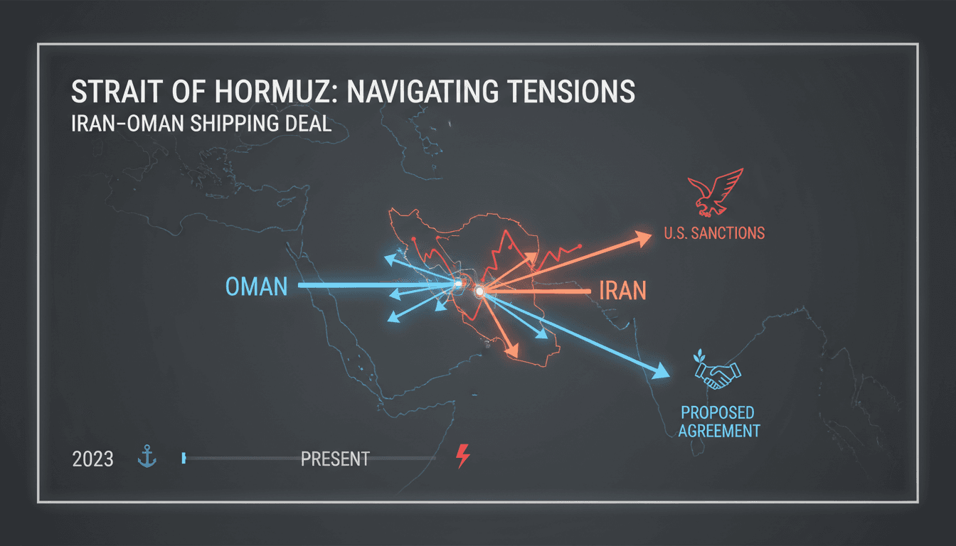 Map of the Strait of Hormuz highlighting shipping routes and geopolitical tensions.
